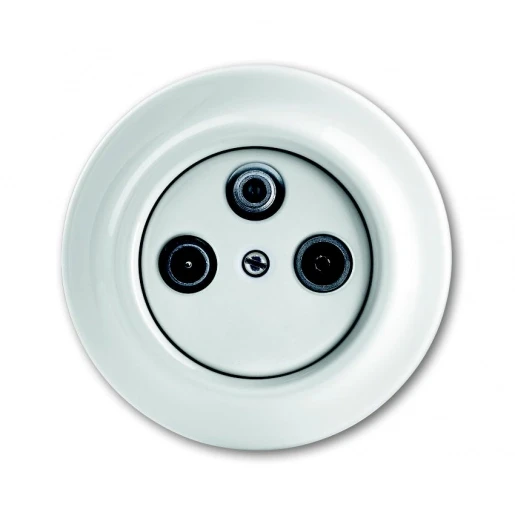ABB Busch-Jaeger Decento Afdekking antenne-aansluiting Satelliet Basiselement met bovendeel behuizing 3 connectoren Zonder label wit 2CKA001724A4309