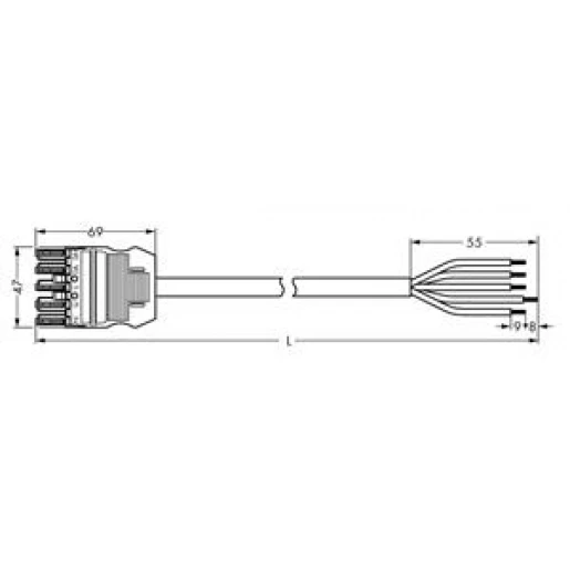 Wago Serie 771 Patchkabel gebouwinstallatie 5p Contrastekker (female) Vrij kabeluiteinde 5000mm