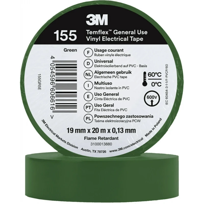 3M Vinyl isolatietape 155 Groen 19mm x 20m