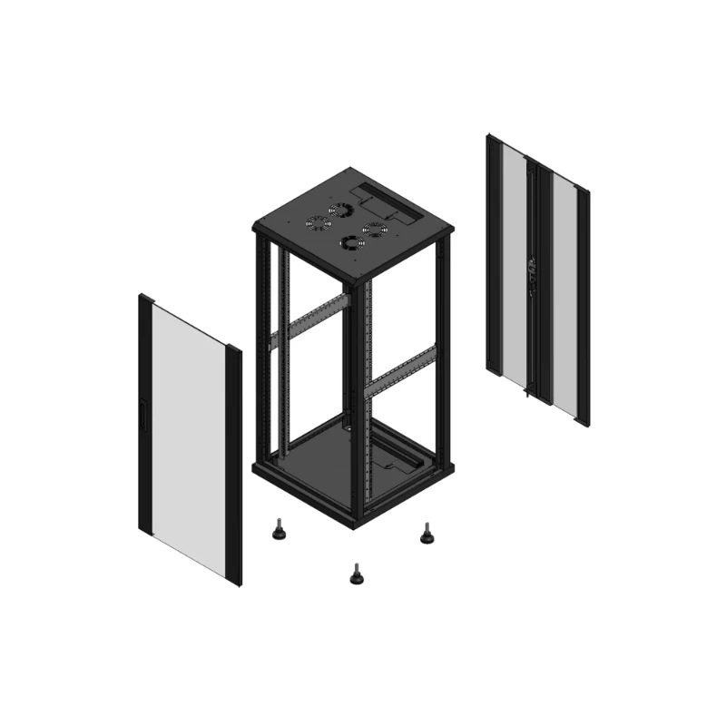 Gigamedia Vloer patchkast AV enkel VER AR dubbel VER EX 19" 26HE 600x600mm Zwart GGM 702666PVSPVDEX