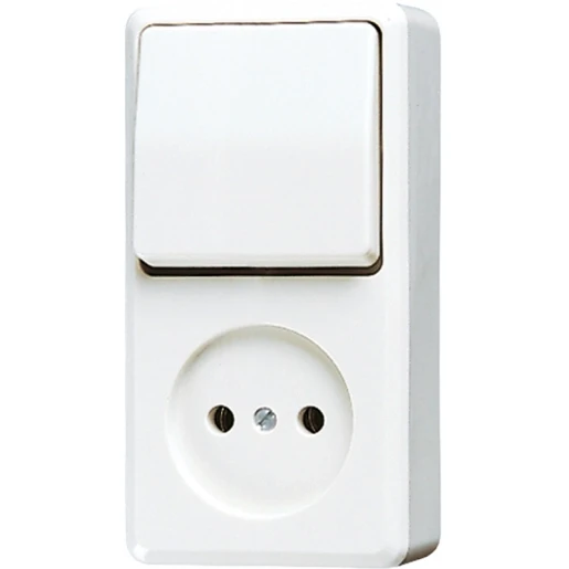 Jung AP 600 combinatie wandcontactdoos zonder ra ww wissel opbouw wit IP20 646AWW