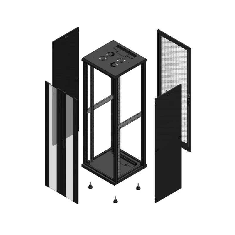 Gigamedia Vloer patchkast AV dubbel VER AR enkel PER 19" 36HE 600x600mm Zwart GGM 703666PVDPPS