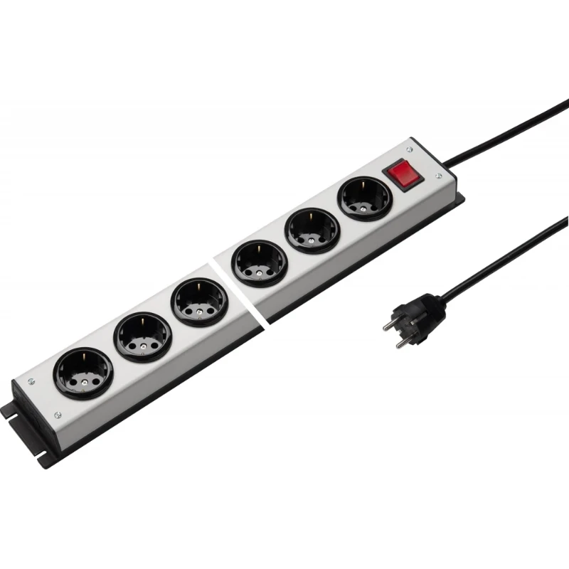 Martin Kaiser Contactdooscombinatie grijs-zwart 4RA 16A IP20 snoer 1.5m 1056ZL4L-SW15