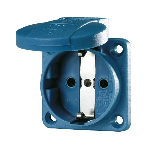 Mennekes Schuko wandcontactdoos inbouw a 50 x 50 mm 230V 16A IP54 blauw 11031