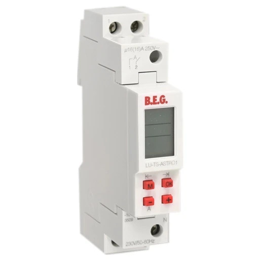 B.E.G. TS digitale schakelklok paneelbouw DIN-rail 230V 1 kanaal 16A AC 92669