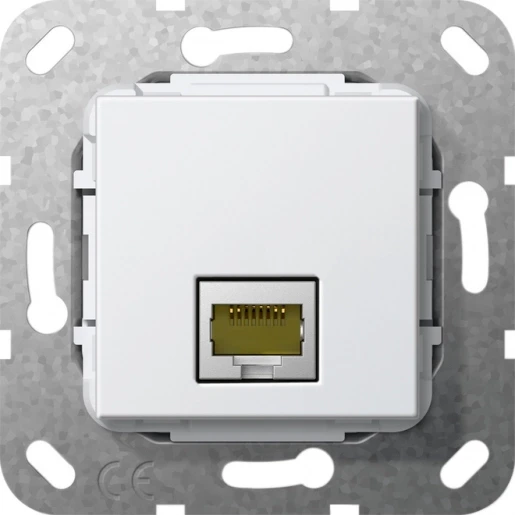 Gira Non-Design rj45 cat 6a 10 gbit Modular-Jack Basiselement met centrale afdekplaat Zonder label 569603