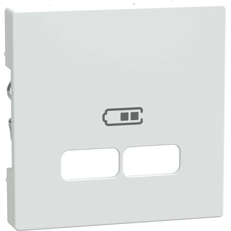 Merten Centraalplaat dubbel - puurwit - Systeem M USB Centraalplaat Met label wit MEG4367-0319