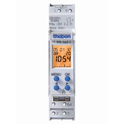 Theben TR609 digitale schakelklok paneelbouw DIN-rail 230 - 240V 1 kanaal 16A AC 6090101
