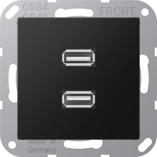 Jung A range afdekking a500 matzwart 2x usb MAA1153SWM