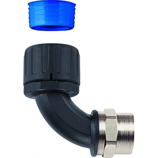 Hellermann Tyton KUNSTSTOF KOPPELING MET DRAAIEND BINNENDRAAD 90° IP68 Ø28MM M25