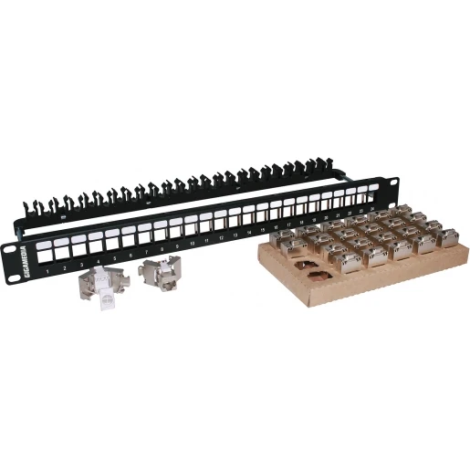 Gigamedia Patchpaneel cat6a stp 24v+24x jacks