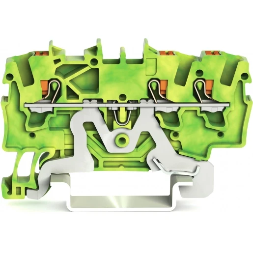 Wago 3-draads aardklem Met drukknop 1,5 mm² groen-geel