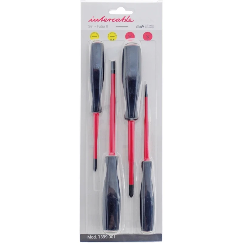 Intercable Schroevendraaierset kruis+sleuf slim VDE 2 PH 2 platte schroevendraaiers Geïsoleerd 1000 V 1399001