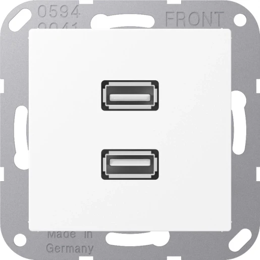 Jung A range afdekking a500 matwit 2x usb MAA1153WWM
