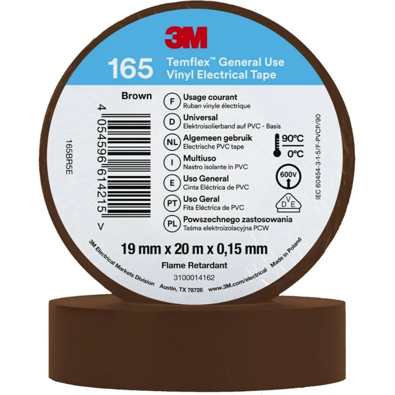 3M Vinyl isolatietape 165 Bruin 19mm x 20m