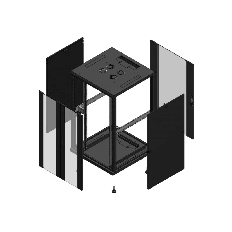 Gigamedia Vloer patchkast AV dubbel VER AR enkel VER 19" 26HE 800x800mm Zwart GGM 702688PVDPVS