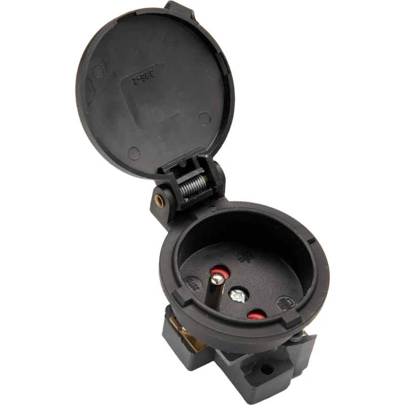 Martin Kaiser Inbouw toestelcontactdoos penaarde shutter 50 x 50 mm 250V 10A IP44 zwart 397K/SW