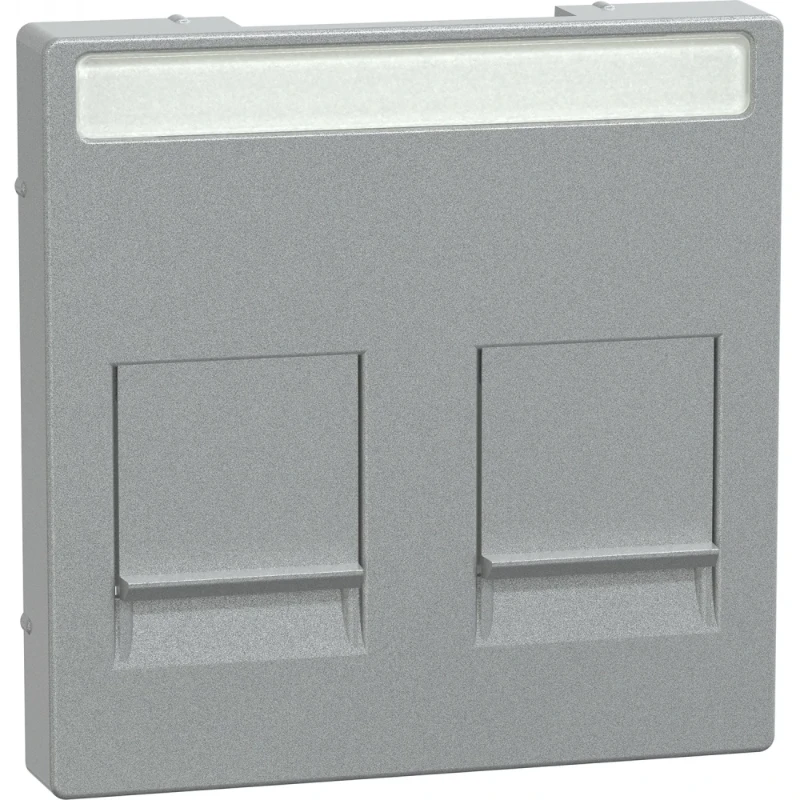 Merten Centraalplaat TP Systeem M Modular-Jack Centraalplaat 2 connectoren Met label aluminium MEG4564-0460