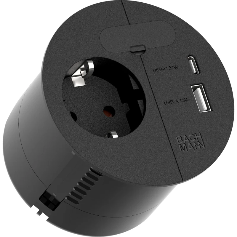 Bachmann Inbouw stopcontacten contactdooscombinatie inbouwunit a/c charger ra 1RA 16A IP20 snoer 2m 938.201