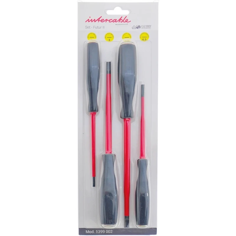Intercable Schroevendraaierset sleuf VDE 4 platte schroevendraaiers Geïsoleerd 1000 V 1399002