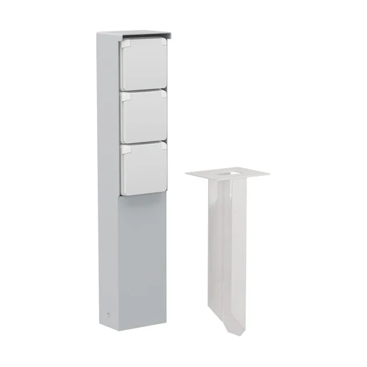 Niko New Hydro tuinpaal randaarde grondpin 83x68mm 3 contactdozen Mat grijs IP44 700-36835
