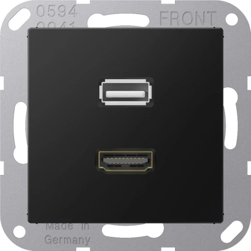 Jung A range afdekking a500 matzwart hdmi/usb MAA1163SWM