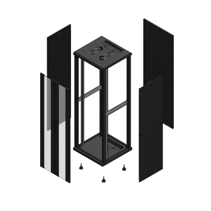 Gigamedia Vloer patchkast AV dubbel VER PAR 19" 36HE 600x600mm Zwart GGM 703666PVDPAR