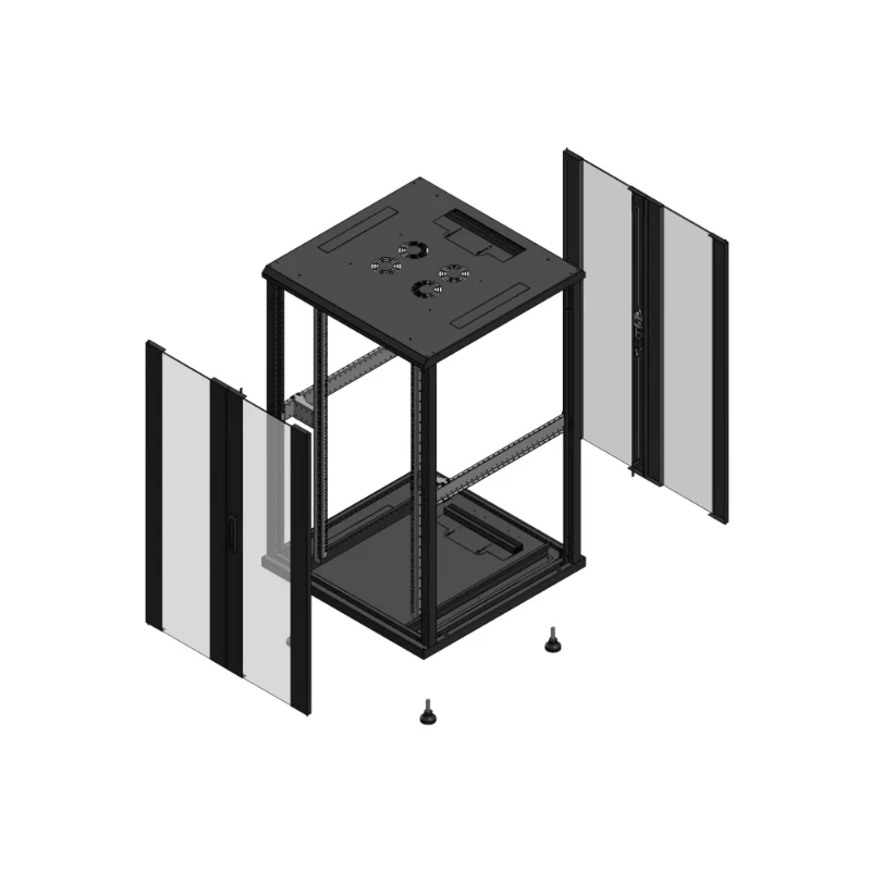 Gigamedia Vloer patchkast AV dubbel VER AR dubbel VER EX 19" 26HE 800x800mm Zwart GGM 702688PVDPVDEX