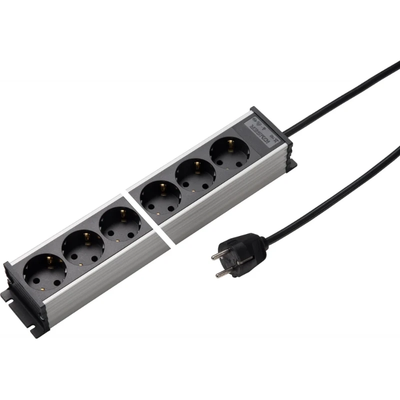 Martin Kaiser Contactdooscombinatie met shutter grijs-zwart 4RA 16A IP20 snoer 1.5m 1102KZL4L-SW15