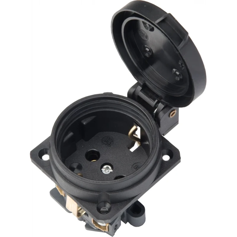 Martin Kaiser Inbouw toestelcontactdoos penaarde 50 x 50 mm 250V 16A IP44 zwart 399/SW