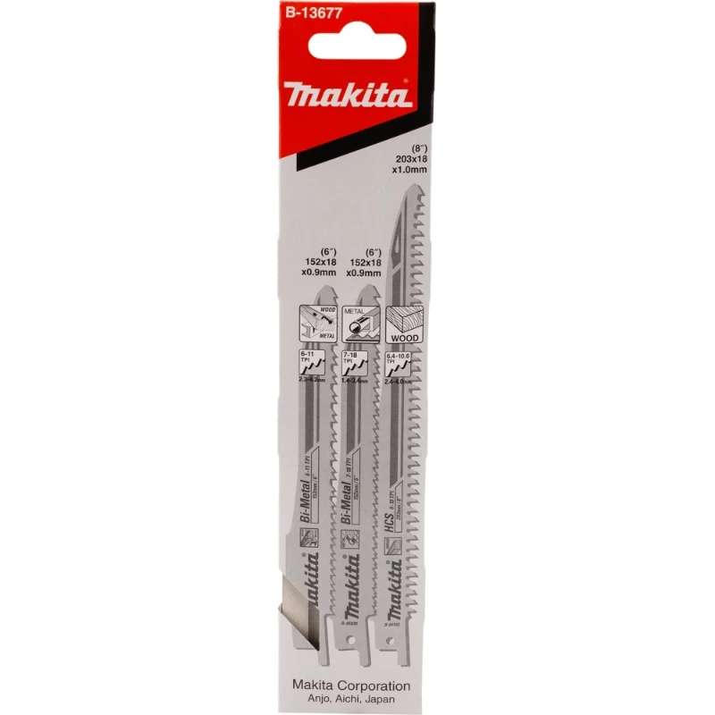 Makita Reciprozaagbladenset 3-delig hout kunststof non-ferro metalen staal B-13677