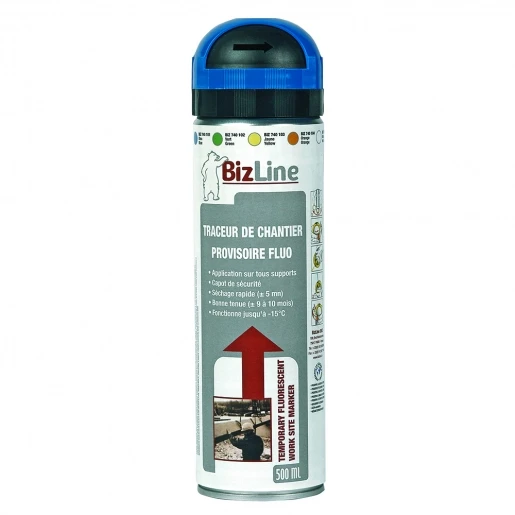 Bizline Spuitbus markeerverf fluor blauw 500ml BIZ 740101