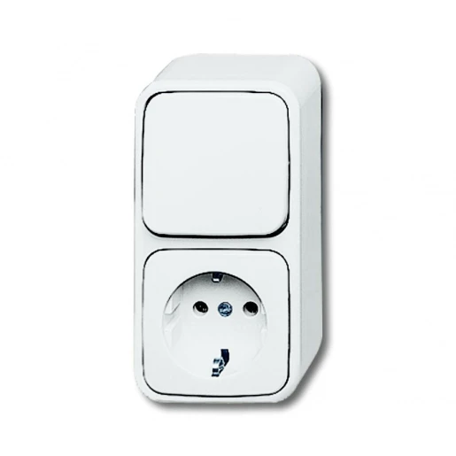 ABB Busch-Jaeger AP combinatie wandcontactdoos + ra wis ap opbouw wit IP20 2CKA001641A0235