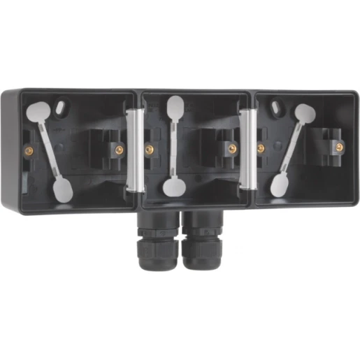 Niko New Hydro Opbouwdoos 3-voudig zwart Horizontaal 761-84952