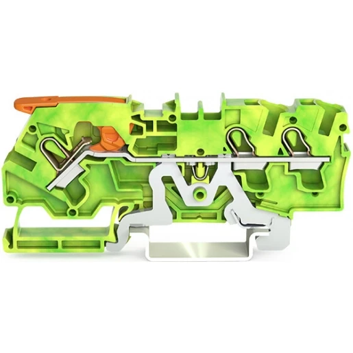 Wago 3-DRAADS AARDKLEM MET HENDEL EN PUSH-IN CAGE CLAMP 4MM² GROEN-GEEL