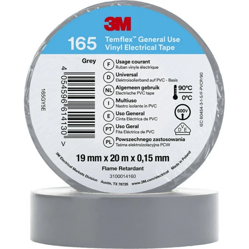 3M Vinyl isolatietape 165 Grijs 19mm x 20m