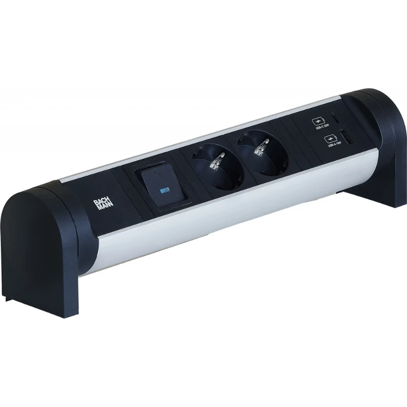 Bachmann CYCLE Desk Bureau stekkerdoos 2x230v+USB A/C+1x CM+schklr - 0,2m GST o.g.