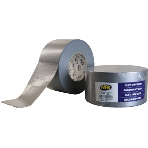 HPX Duct Tape zelfklevende tape 75mmx50m Weefsel Zilver