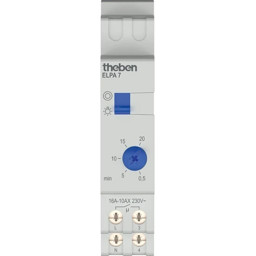 Theben Elpa tijdschakelaar trappenhuis din-rail 230V 16AC 3- en 4-draads schakeling 50Hz 0070002