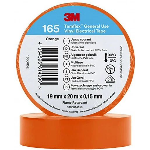 3M Vinyl isolatietape 165 Oranje 19mm x 20m
