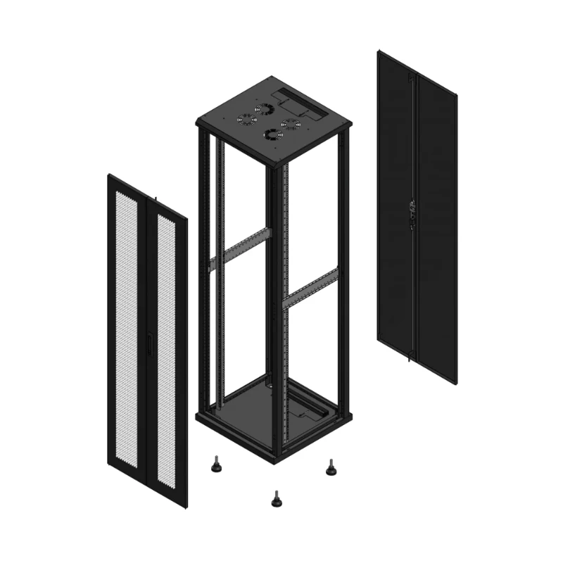 Gigamedia Vloer patchkast AV dubbel PER AR dubbel TOL EX 19" 42HE 600x600mm Zwart GGM 704266PPDPTDEX