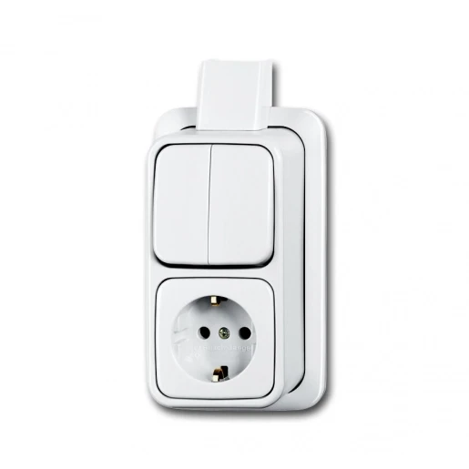 ABB Busch-Jaeger AP combinatie wandcontactdoos + ra serie plaat ap opbouw wit IP20 2CKA001641A0237