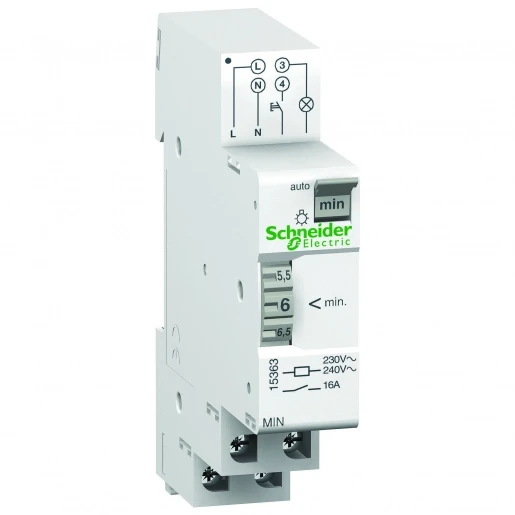 Merten Acti9 Min trappenhuisschakelaar din-rail 230V 16AC 3- en 4-draads schakeling 50Hz 15363