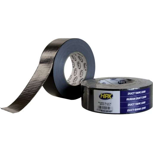 HPX Duct Tape zelfklevende tape 48mmx50m Weefsel Zwart