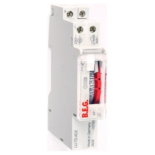 B.E.G. TS analoge schakelklok met gangreserve AC DIN-rail 2A 230V 1 kanaal 92677