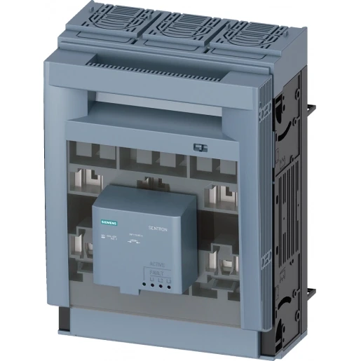 Siemens SENTRON FUSE SWITCH DISCONNECTOR 3NP1 3-POLE NH2 400 A FOR 60MM 8US BUSBAR SYSTEM FLAT TERMINAL FUSE MONITORING ELECTRONIC EFM15 COVER LEVEL 32/70 MM