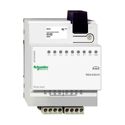 Merten SpaceLogic KNX Binaire ingang bussysteem potentiaalvrij 8-voudig 0V Gepulst KNX DIN-rail MTN644592