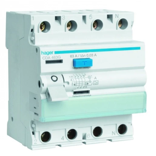 Hager CDA Aardlekschakelaar 4p 63A 0.03A type A CDA463G