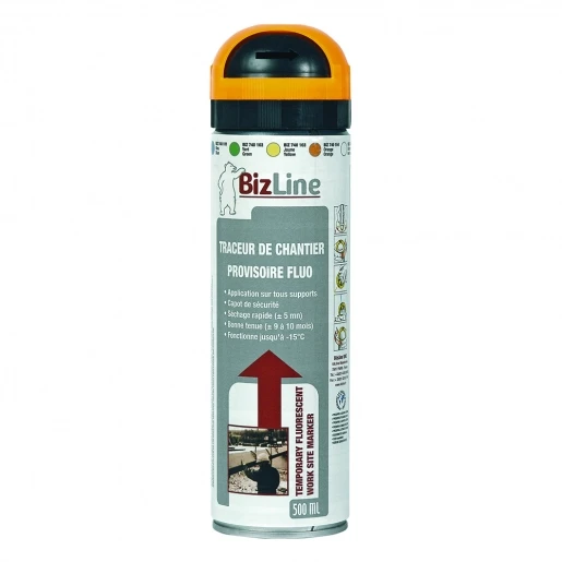 Bizline Spuitbus markeerverf fluor oranje 500ml BIZ 740104
