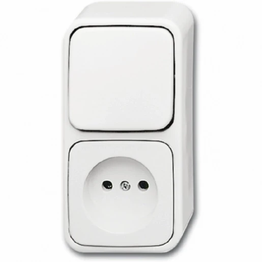 ABB Busch-Jaeger AP combinatie wandcontactdoos wis ap opbouw wit IP20 2CKA001642A0159